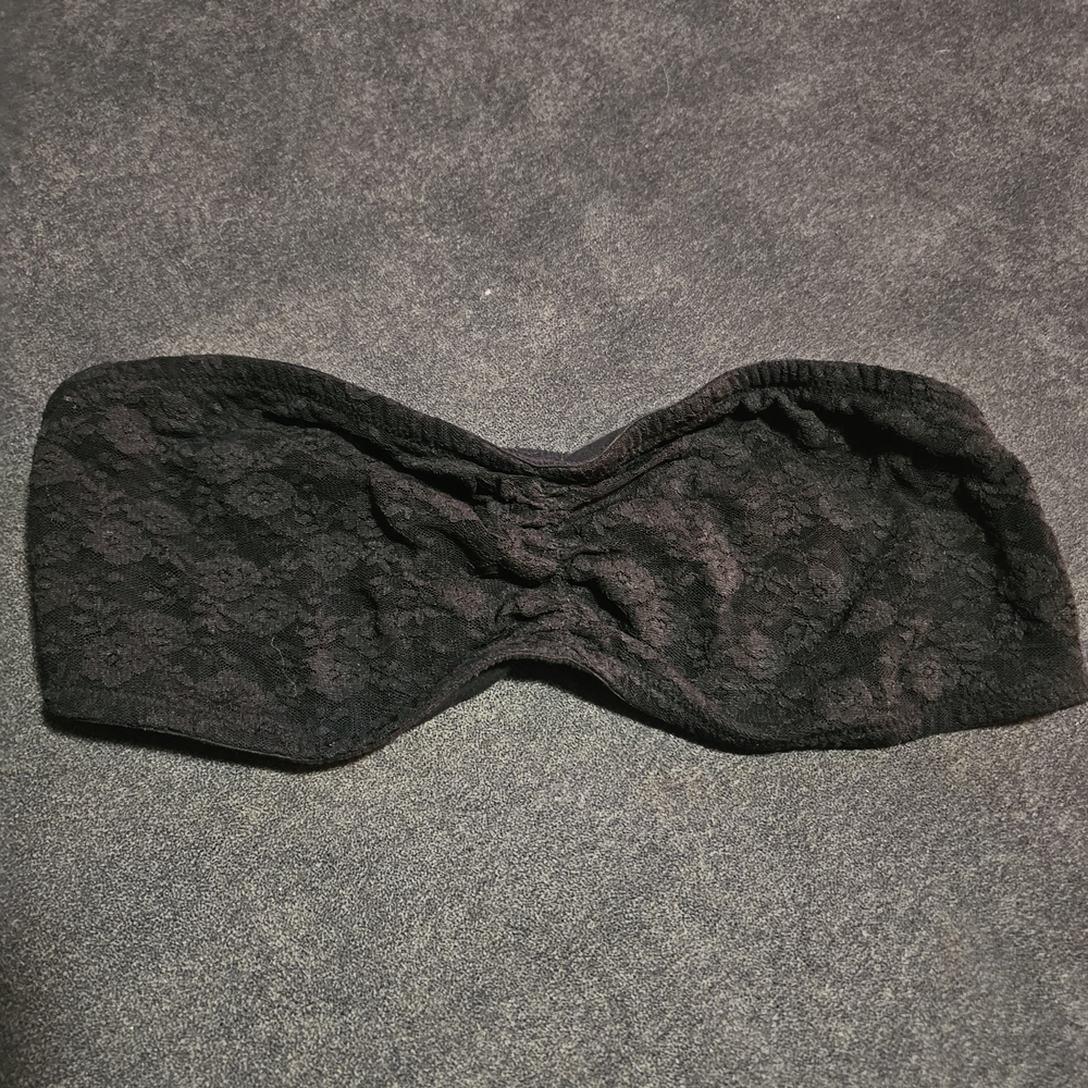 PINK Victoria's Secret Black Floral Lace Bandeau